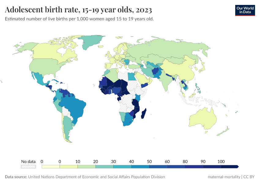 A thumbnail of the "Adolescent birth rate, 15-19 year olds" chart