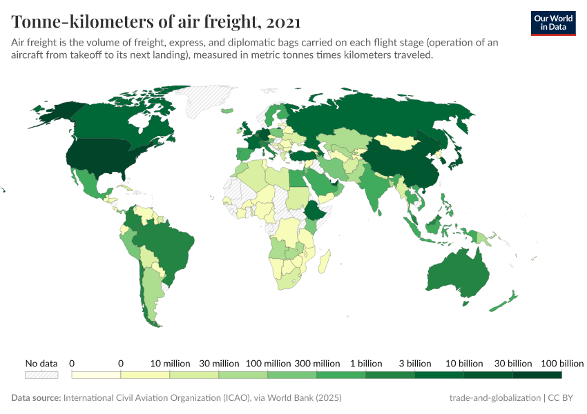 A thumbnail of the "Tonne-kilometers of air freight" chart