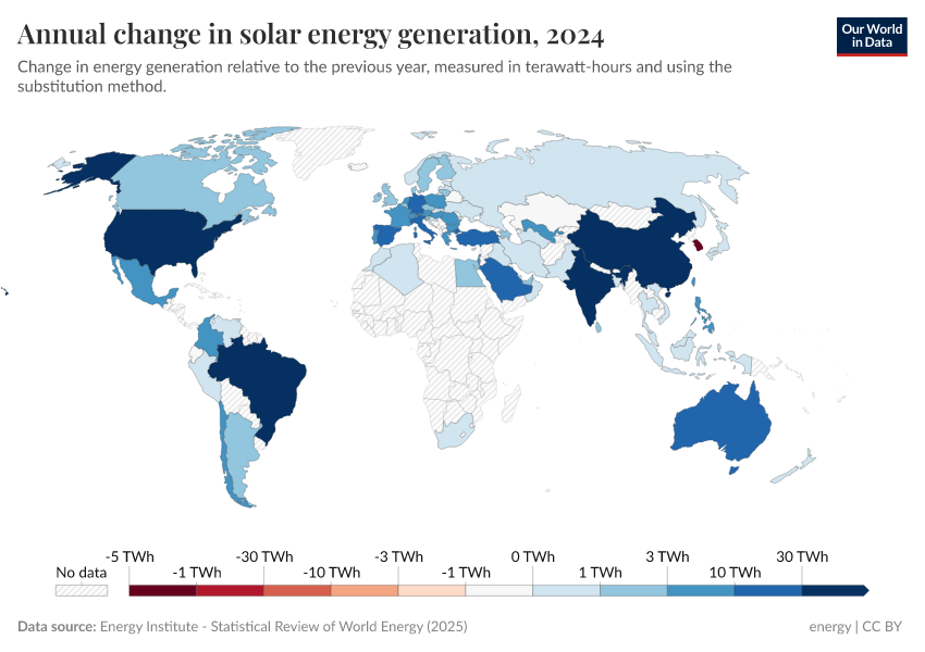 A thumbnail of the "Annual change in solar energy generation" chart