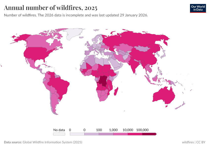 A thumbnail of the "Annual number of wildfires" chart