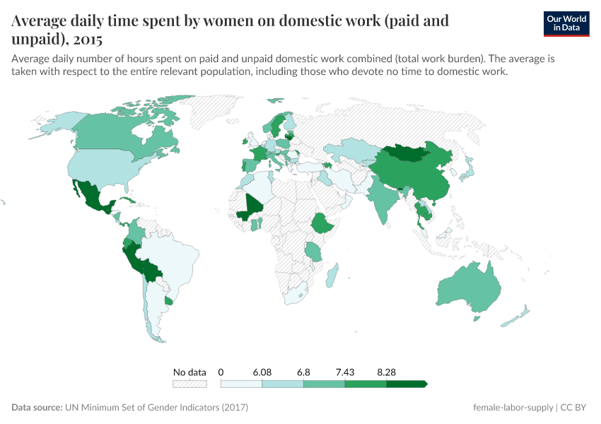 A thumbnail of the "Average daily time spent by women on domestic work (paid and unpaid)" chart