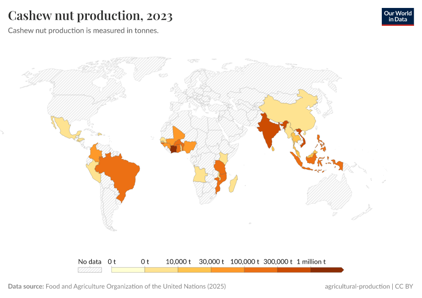 A thumbnail of the "Cashew nut production" chart