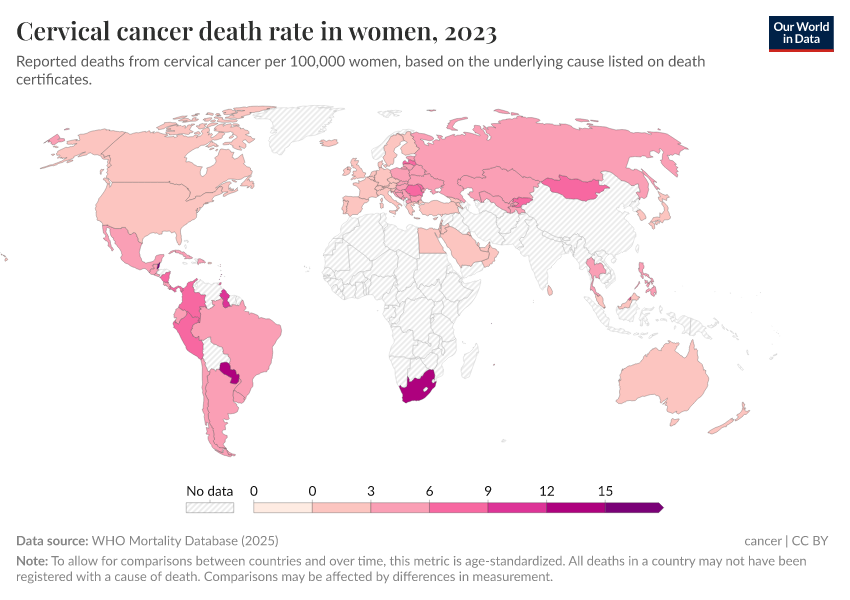 A thumbnail of the "Cervical cancer death rate in women" chart