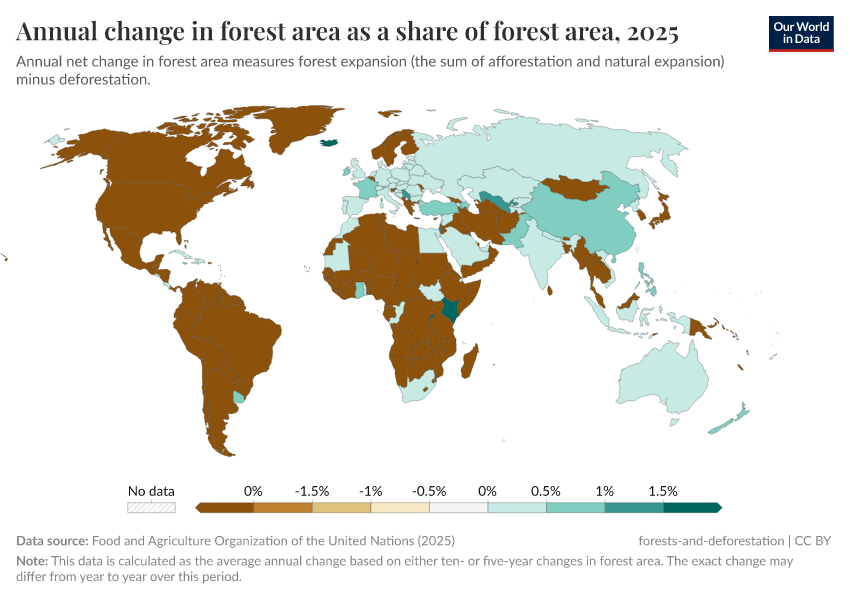 A thumbnail of the "Annual change in forest area as a share of forest area" chart
