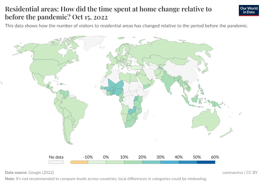A thumbnail of the "Residential areas: How did the time spent at home change relative to before the pandemic?" chart