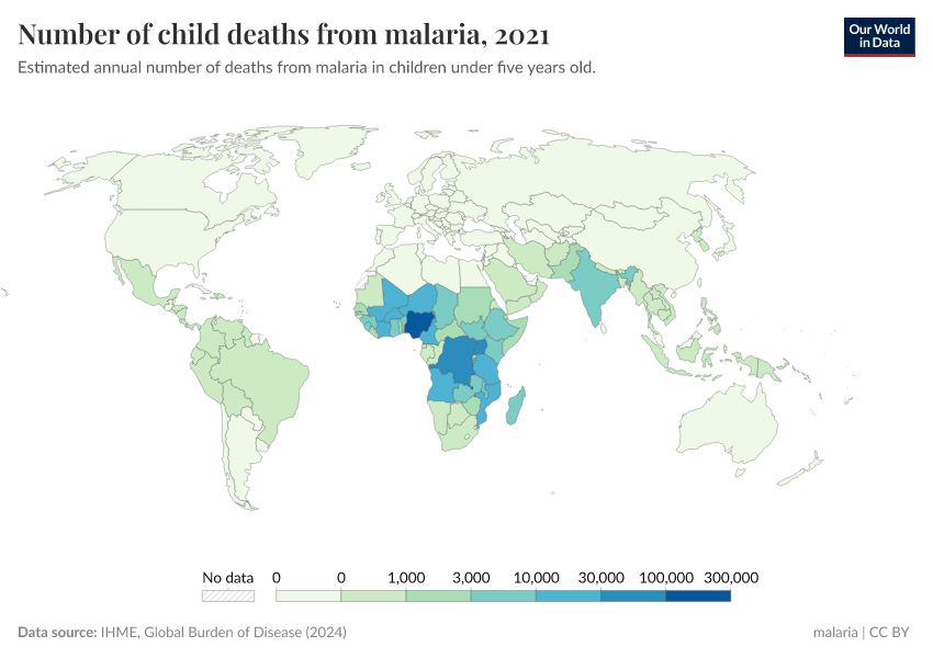A thumbnail of the "Number of child deaths from malaria" chart