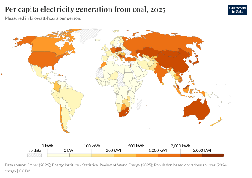 A thumbnail of the "Per capita generation of coal electricity" chart