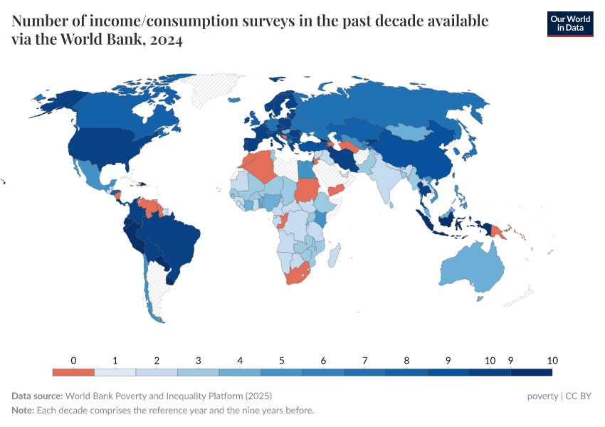 A thumbnail of the "Number of income/consumption surveys in the past decade available via the World Bank" chart