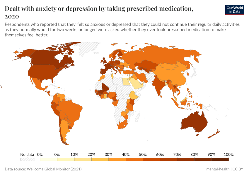 A thumbnail of the "Dealt with anxiety or depression by taking prescribed medication" chart