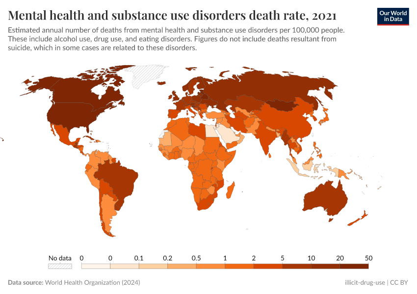 A thumbnail of the "Mental health and substance use disorders death rate" chart