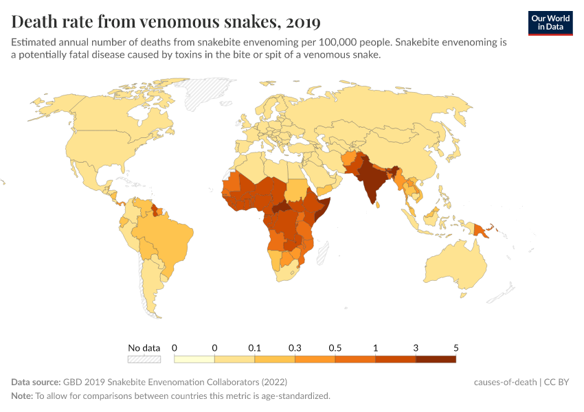 A thumbnail of the "Death rate from venomous snakes" chart