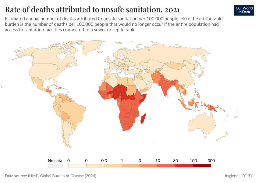 A thumbnail of the "Rate of deaths attributed to unsafe sanitation" chart