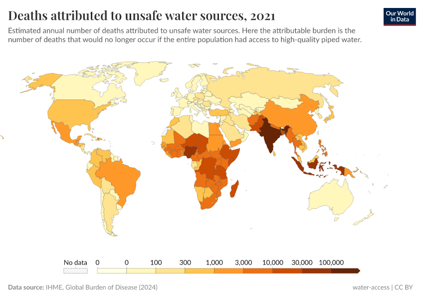 A thumbnail of the "Deaths attributed to unsafe water sources" chart