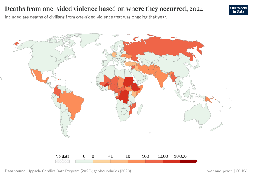 A thumbnail of the "Deaths from one-sided violence based on where they occurred" chart