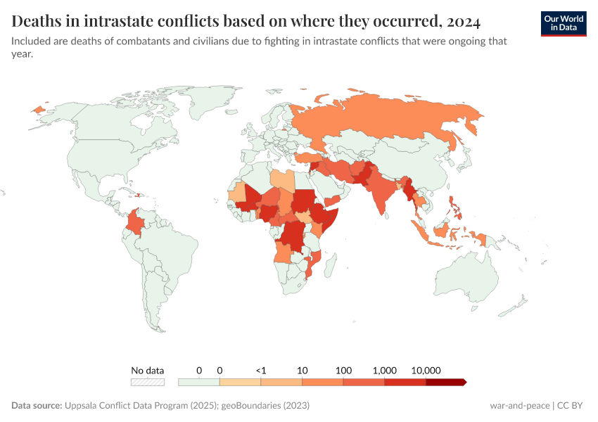 A thumbnail of the "Deaths in intrastate conflicts based on where they occurred" chart