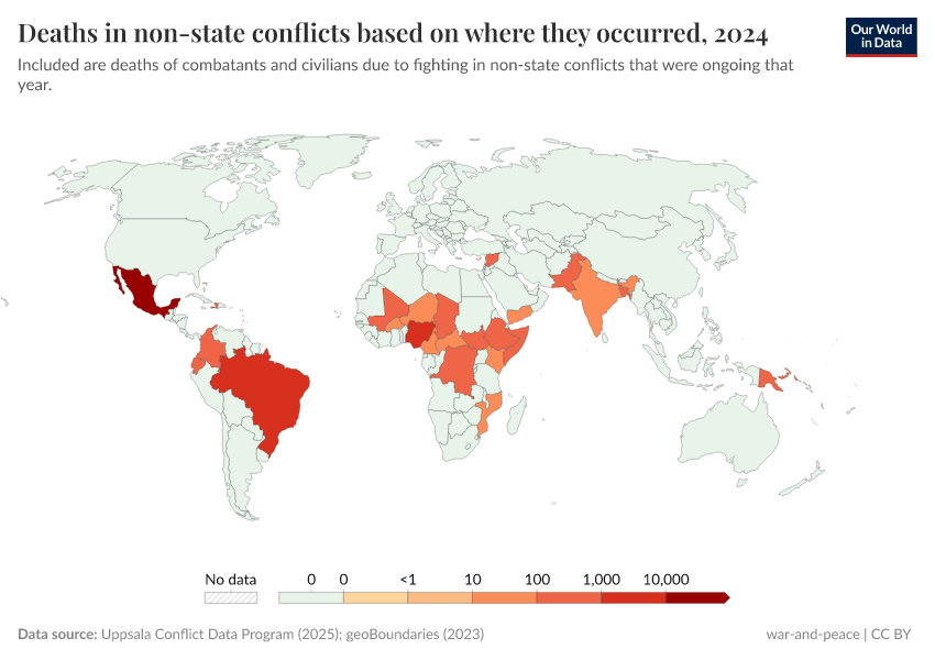 A thumbnail of the "Deaths in non-state conflicts based on where they occurred" chart