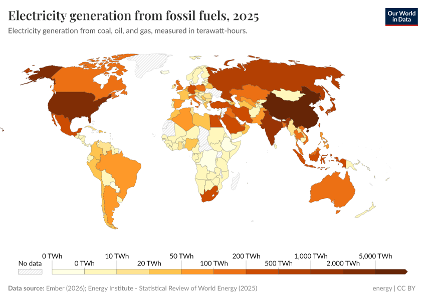 A thumbnail of the "Electricity generation from fossil fuels" chart