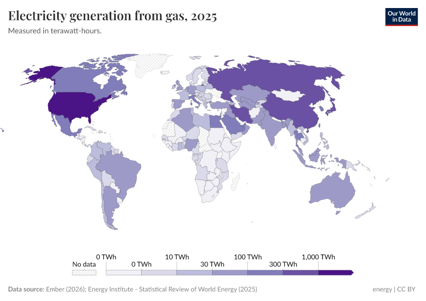 A thumbnail of the "Electricity generation from gas" chart