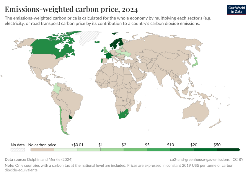 A thumbnail of the "Emissions-weighted carbon price" chart