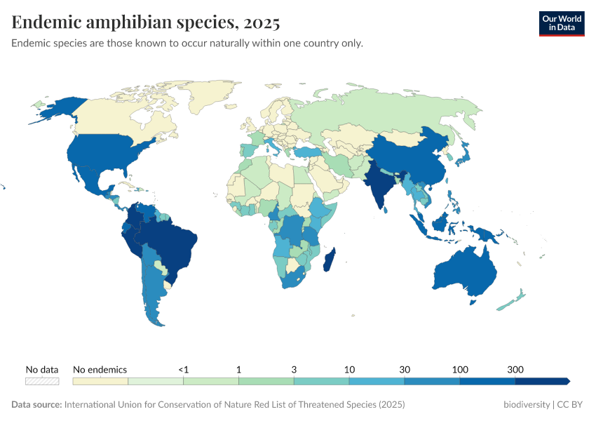 A thumbnail of the "Endemic amphibian species" chart