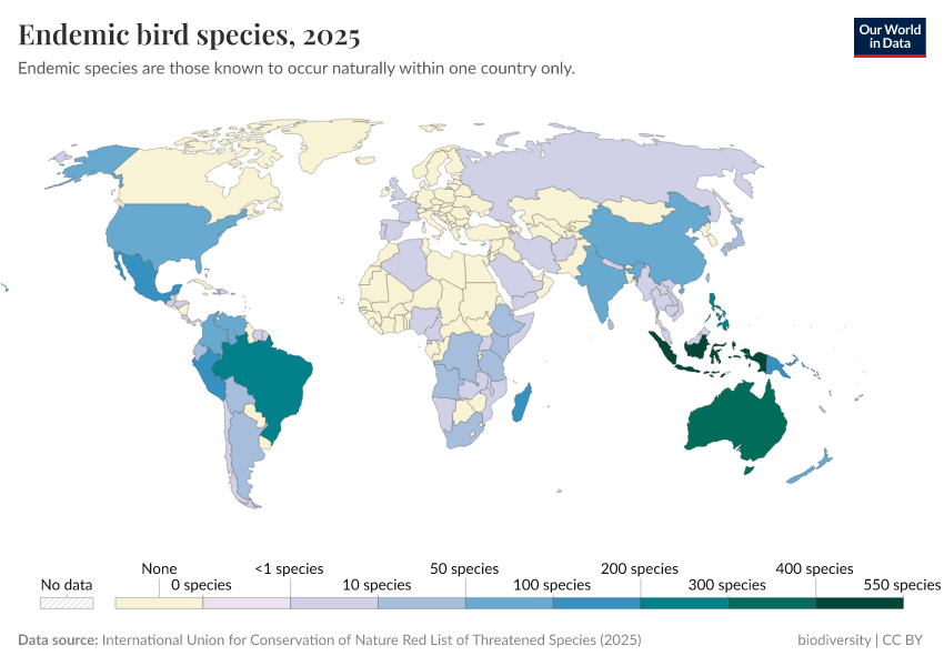 A thumbnail of the "Endemic bird species" chart