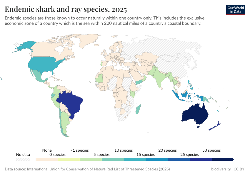 A thumbnail of the "Endemic shark and ray species" chart