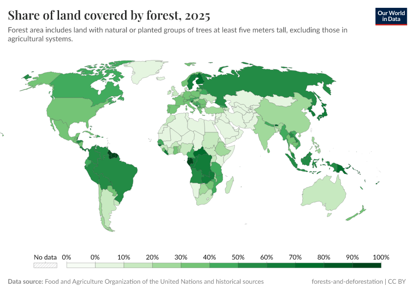 A thumbnail of the "Share of land covered by forest" chart