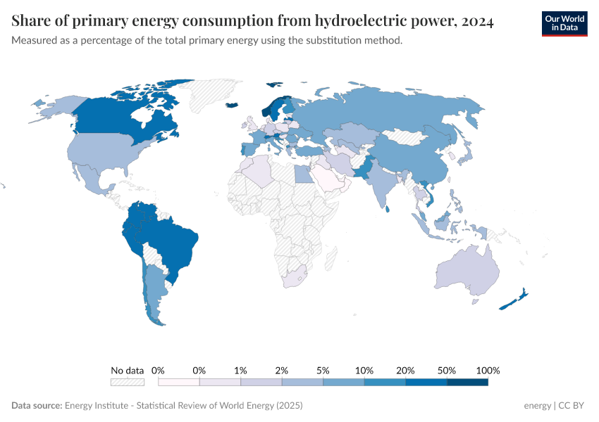 A thumbnail of the "Share of primary energy consumption from hydroelectric power" chart