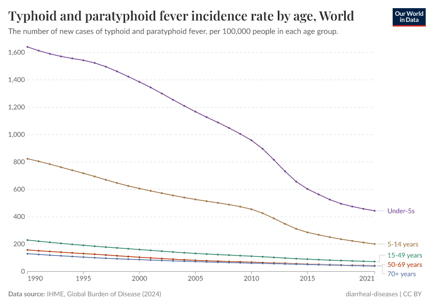 A thumbnail of the "Typhoid and paratyphoid fever incidence rate by age" chart