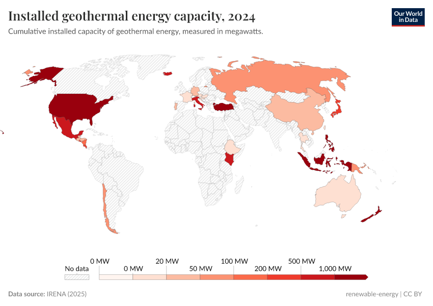 A thumbnail of the "Installed geothermal energy capacity" chart