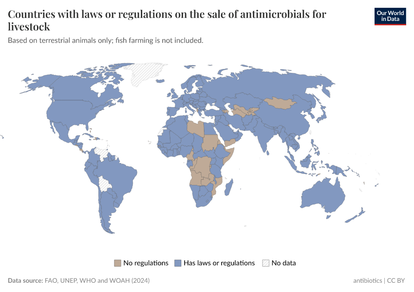 A thumbnail of the "Countries with laws or regulations on the sale of antimicrobials for livestock" chart