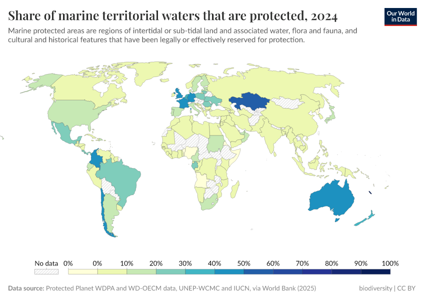 A thumbnail of the "Share of marine territorial waters that are protected" chart