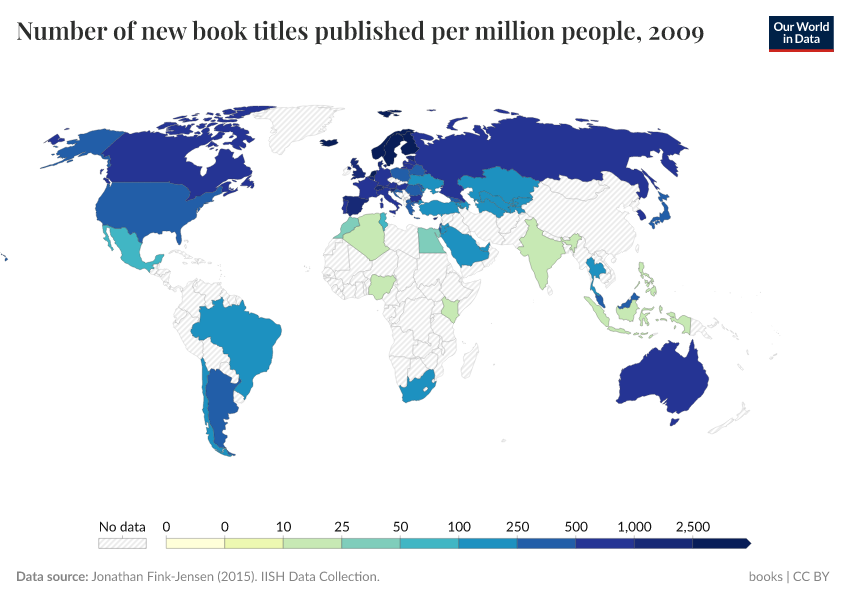 A thumbnail of the "Number of new book titles published per million people" chart
