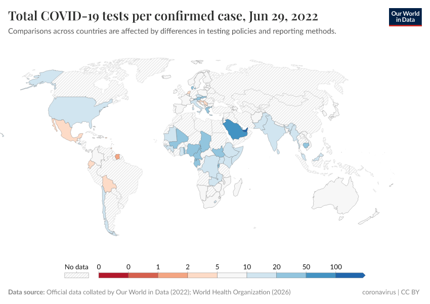 A thumbnail of the "Total COVID-19 tests per confirmed case" chart
