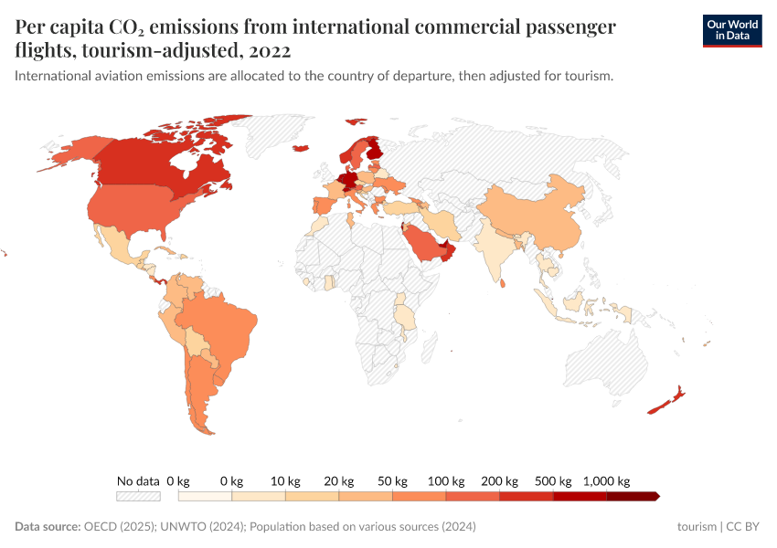 A thumbnail of the "Per capita CO₂ emissions from international commercial passenger flights, tourism-adjusted" chart