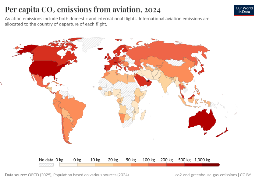 A thumbnail of the "Per capita CO₂ emissions from aviation" chart