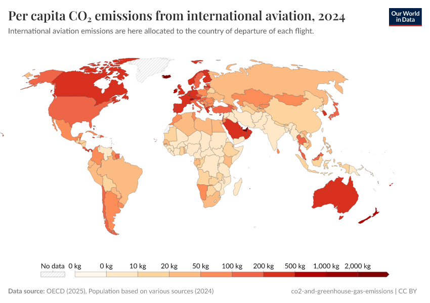 A thumbnail of the "Per capita CO₂ emissions from international aviation" chart