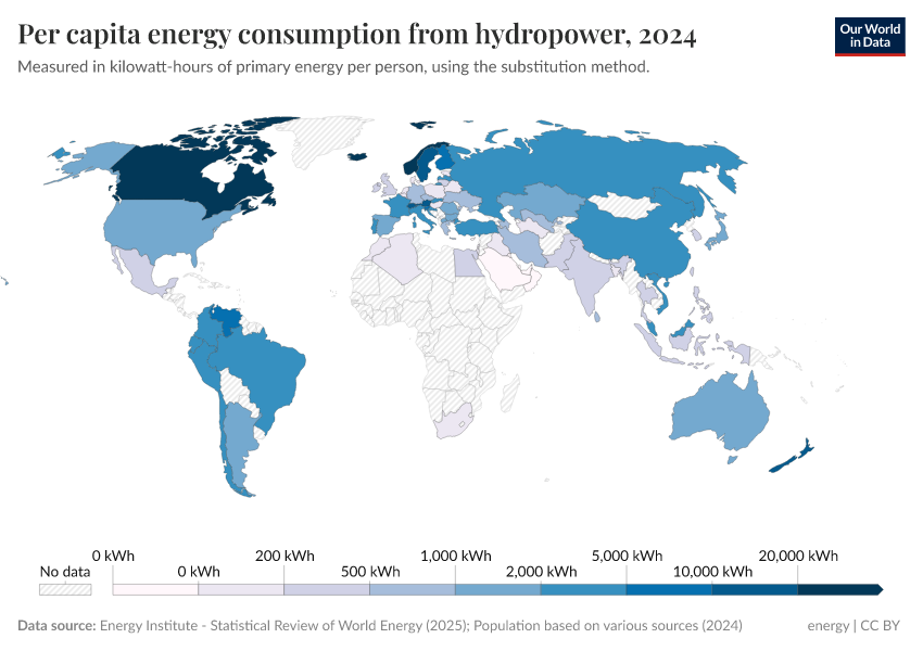 A thumbnail of the "Per capita energy consumption from hydropower" chart