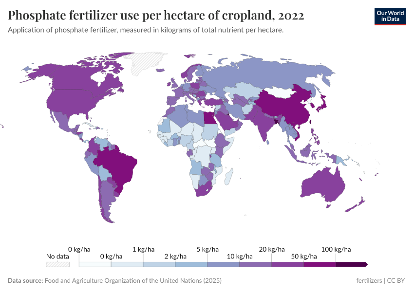 A thumbnail of the "Phosphate fertilizer use per hectare of cropland" chart