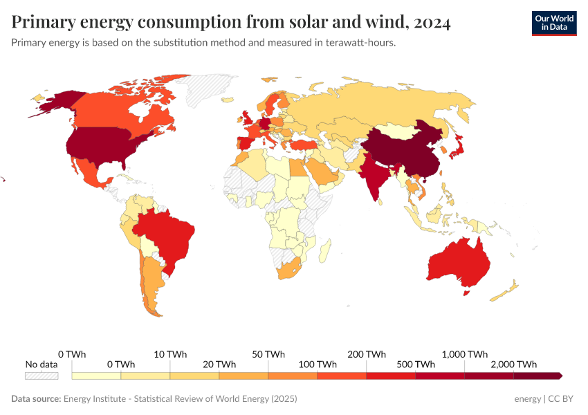 A thumbnail of the "Primary energy consumption from solar and wind" chart