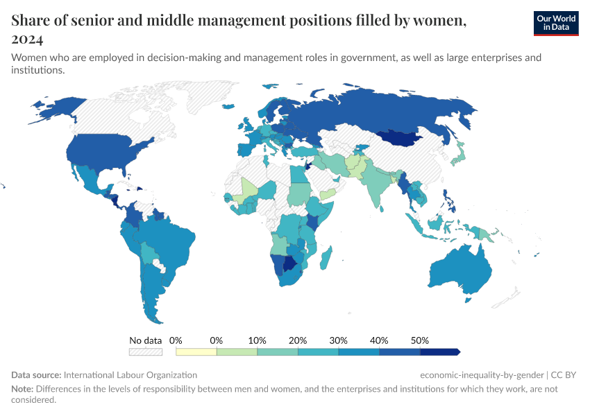 A thumbnail of the "Share of senior and middle management positions filled by women" chart