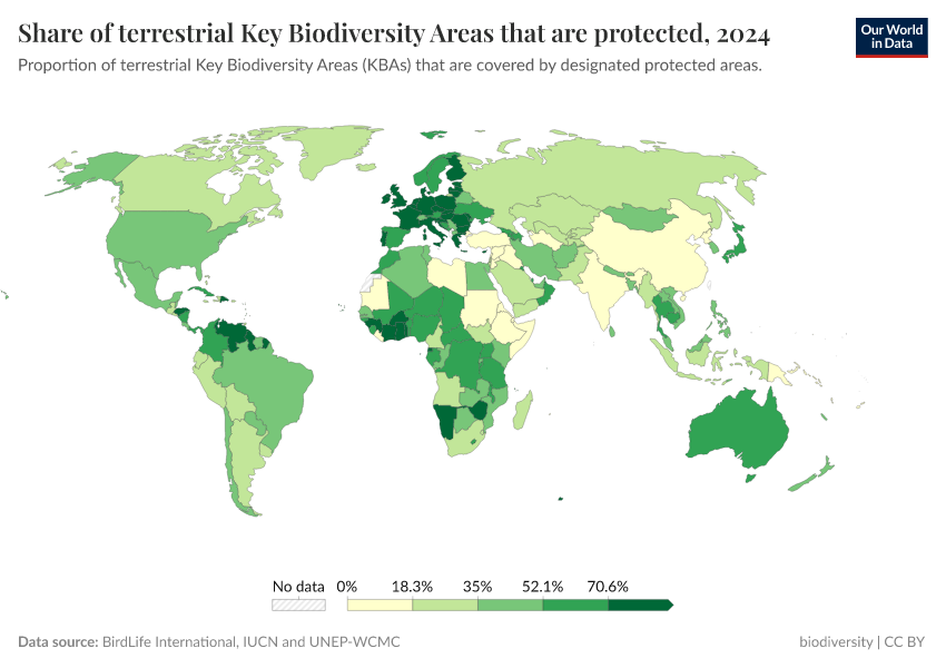 A thumbnail of the "Share of terrestrial Key Biodiversity Areas that are protected" chart
