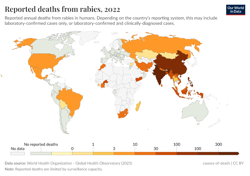 A thumbnail of the "Reported deaths from rabies" chart
