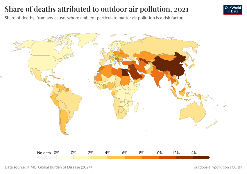 A thumbnail of the "Share of deaths attributed to outdoor air pollution" chart