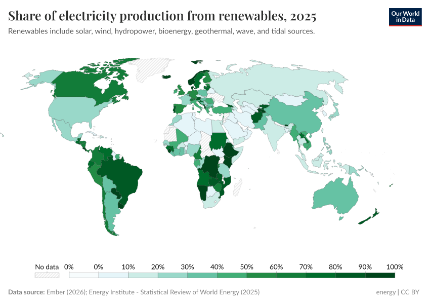 A thumbnail of the "Share of electricity production from renewables" chart