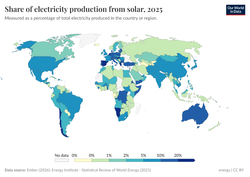 A thumbnail of the "Share of electricity production from solar" chart