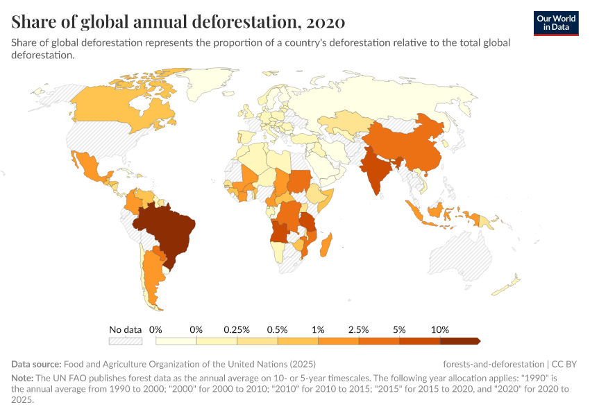 A thumbnail of the "Share of global annual deforestation" chart