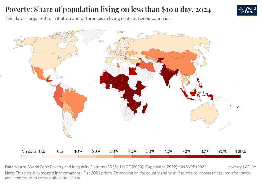 A thumbnail of the "Poverty: Share of population living on less than $10 a day" chart