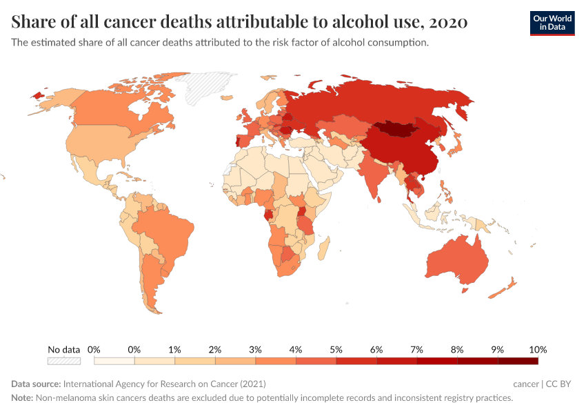 A thumbnail of the "Share of all cancer deaths attributable to alcohol use" chart