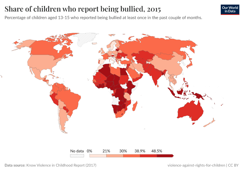 A thumbnail of the "Share of children who report being bullied" chart